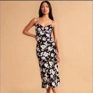 Blue floral Abercrombie & Fitch midi slip dress.